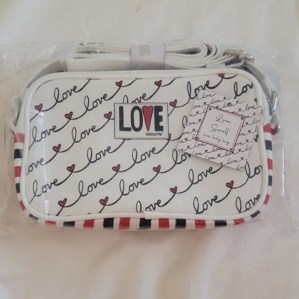 Brighton White and Black Crossbody Bag with Retro Charm